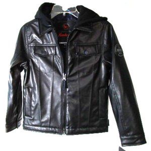 NWT Boy Faux Leather Hoodie Jacket 10/12